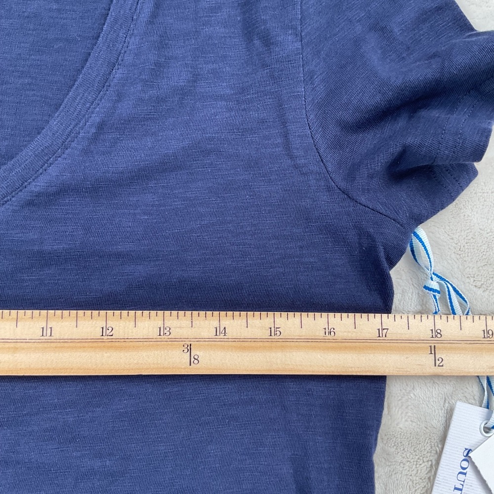 Southern Tide SunFarer V-Neck Tee Nautical Navy Cotton Slub Shirt XS New - Picture 6 of 7